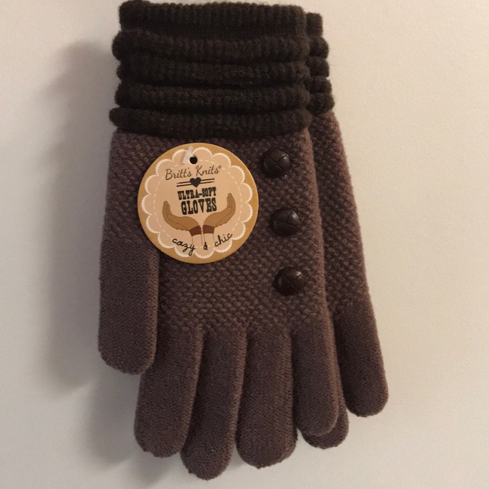 Britt’s Knits - Brown Gloves - One Size